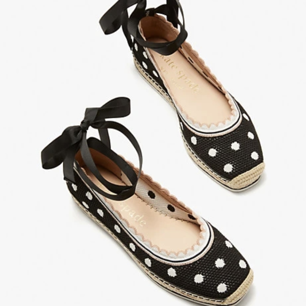 Kate Spade polka dot crochet heels